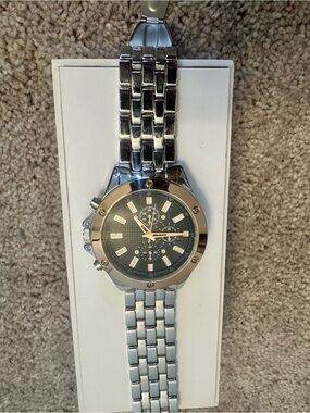 Men's Two-Tone Stainless Steel Chronograph Watch - Black Dial